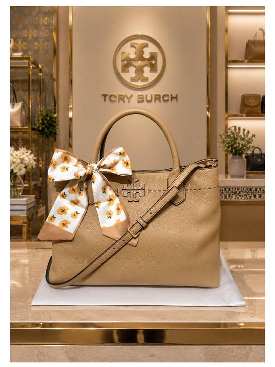 Tory Burch Handbags - Tory Burch. McGraw Triple-Compartment Satchel with Free Scarf and Dust Bag.